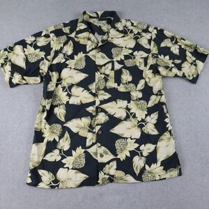 Tommy Bahama Shirt Mens Medium Silk Hawaiian Casual Button Floral Short Sleeve
